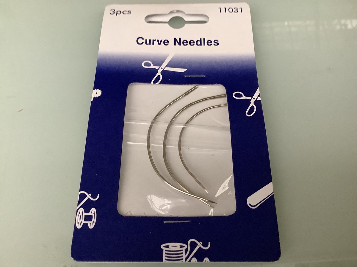Wvsa.nl gebogen naalden. 3 stuks kromme naald. Voor zakken.