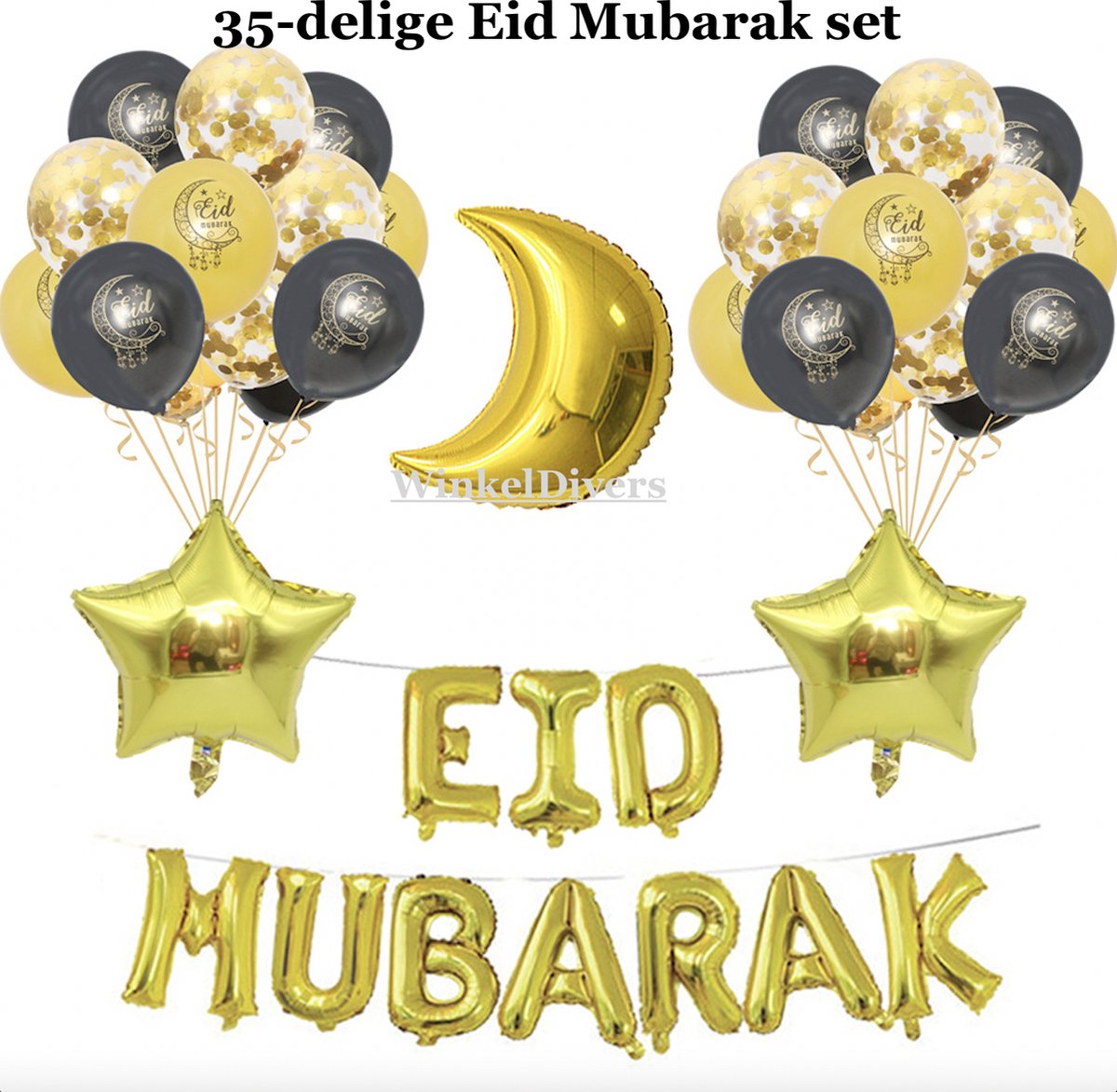 WD - Eid mubarak - 35delige feestpakket - versiering - latex ballonnenset - decoratieset - decoratie - feest - islam -