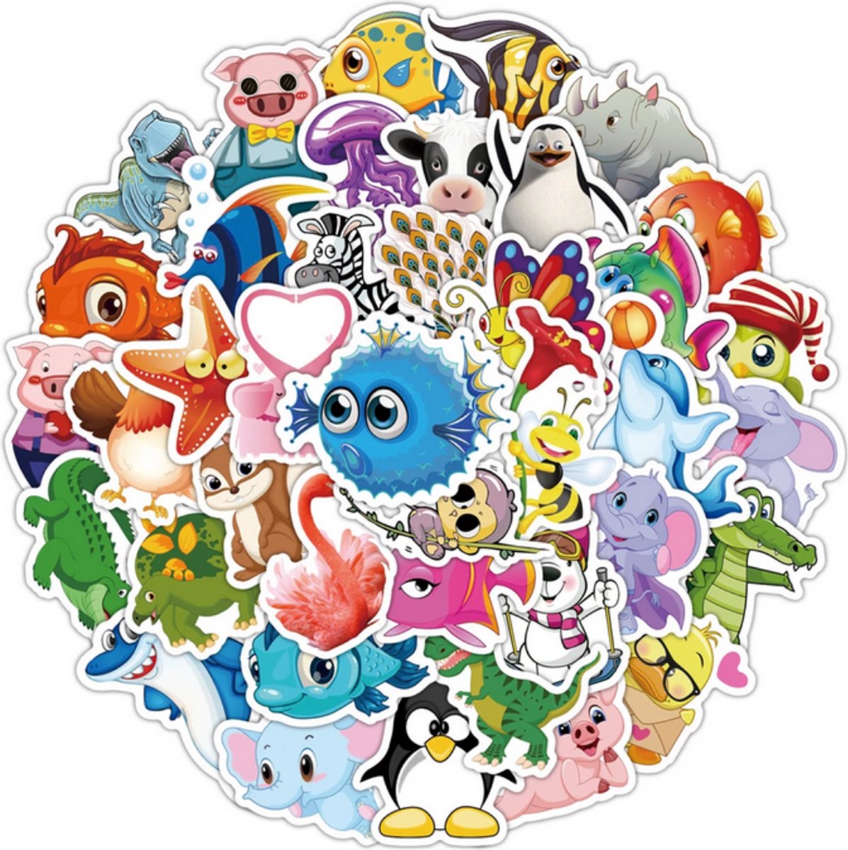 50 schattige dieren stickers - Schattige stickers voor kinderen - Stickers voor laptop, muur, journal, etc.