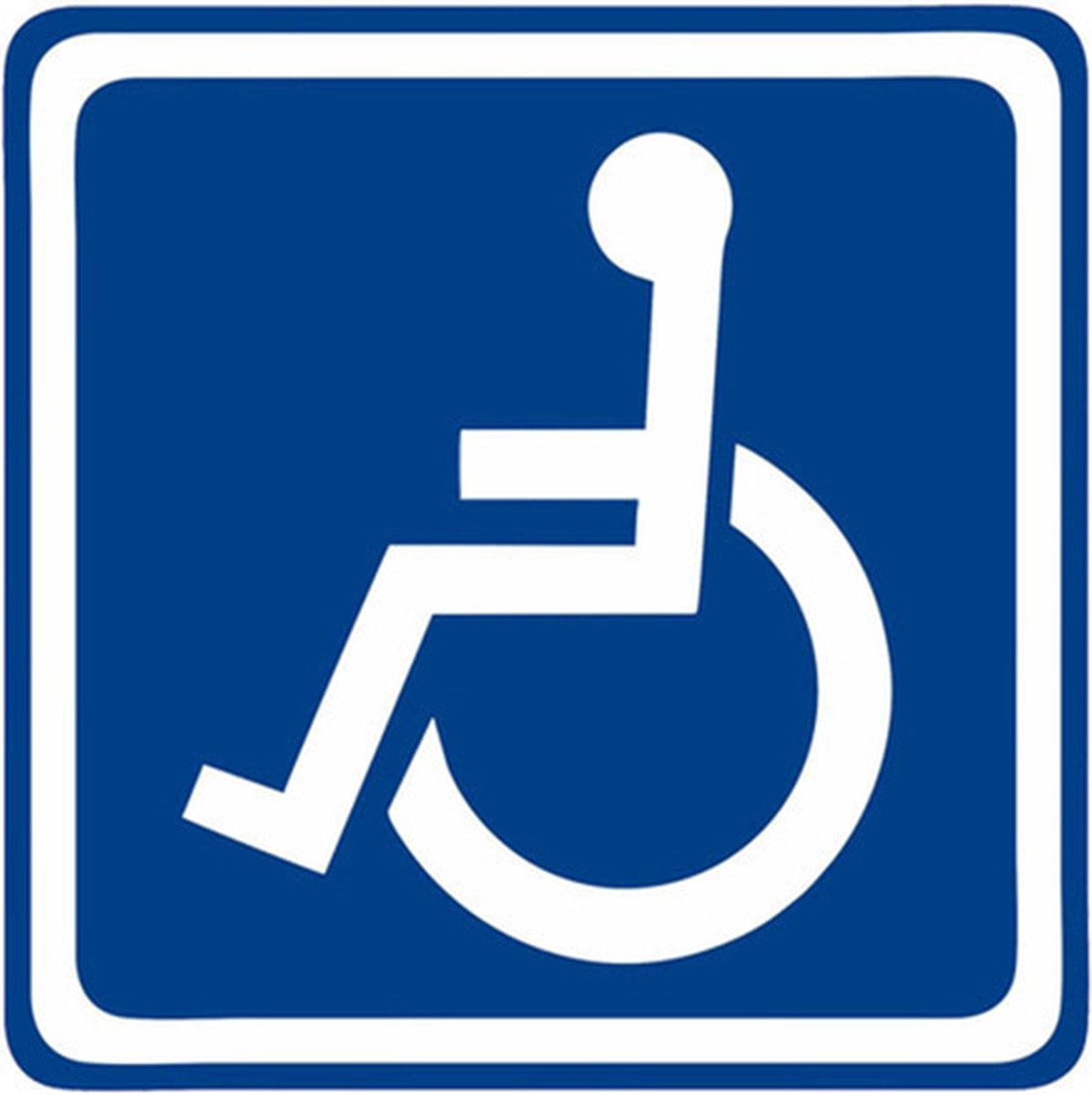 Gehandicapten sticker met rolstoel - blauw - Autosticker 12 x 12 cm - Invalide sticker