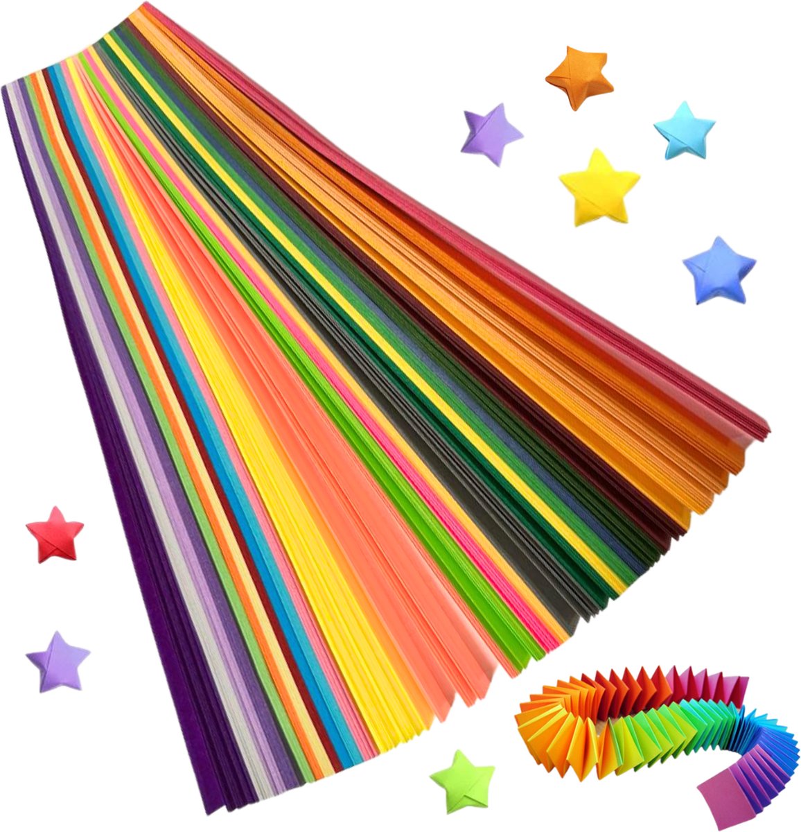 Knutselpapier - 540 stroken in 27 kleuren - 1CM x 24CM - Regenboog en Neon Papierstroken voor vouwen van Gelukssterren - Lucky Stars