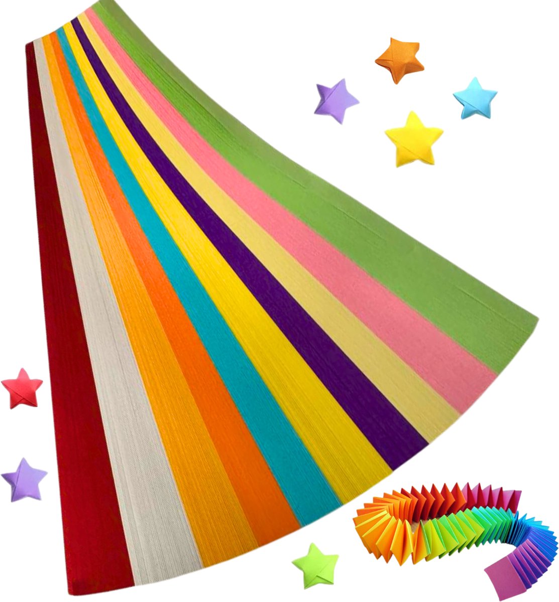 Papierstroken in 10 kleuren - 540 stuks - 1CM x 24CM - Vlechtstroken - Origami Papier voor sterren - Lucky Stars vouwen