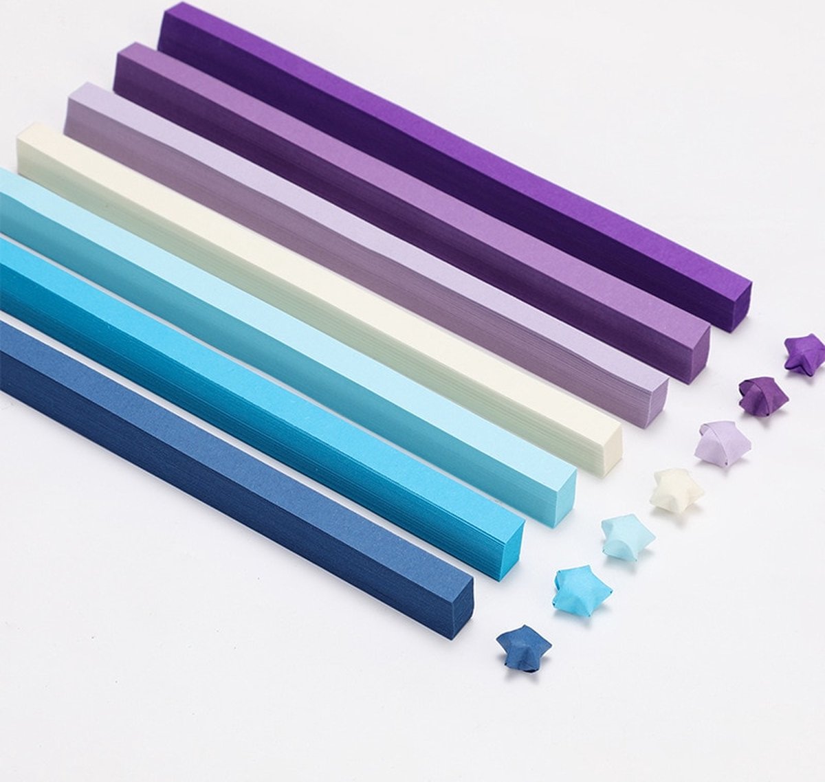 Winkrs - 1080 stroken papier Origami voor het vouwen van sterren, 7 kleuren - 2 pakjes 540 stroken - blauw en paars
