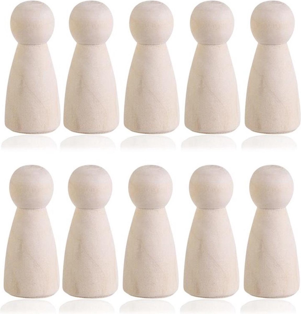 Winkrs Houten Pionnen Blanco - Vrouwtje - DIY 20 Stuks - 43mm.