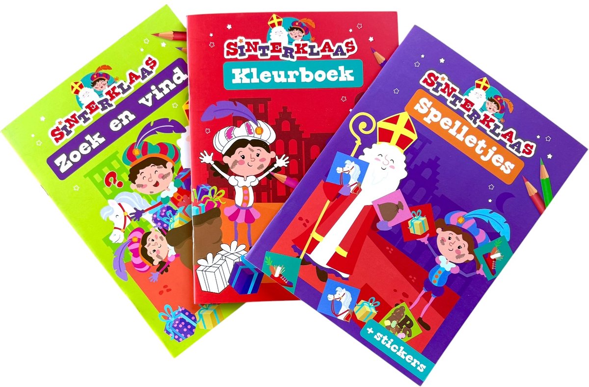 3 Leuke Sinterklaas Boekjes - Kleuren, Spelletjes, Zoek en vind