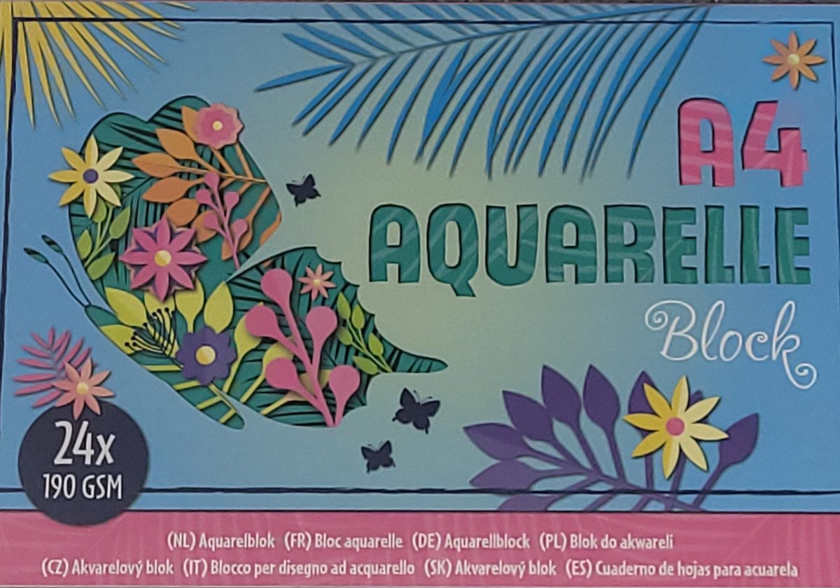 Aquarelblok A4 Wit - 24 paginas x 190 gsm - 21 cm x 29,7 cm - Aquarelpapier a4 - Waterverf - Knutselen voor volwassen