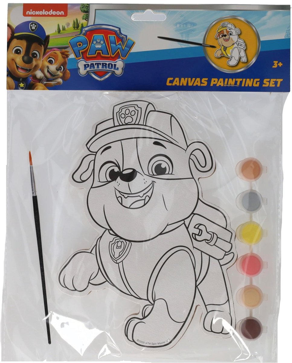 Canvas Schilderen PAW Patrol - Rubble - incl Penseel en 6 kleuren verf