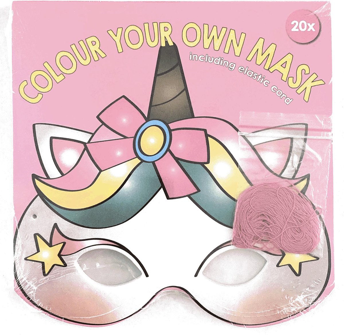 KLEUR JE EIGEN MASKER - KLEUREN - 20 STUKS - FEESTARTIKELEN