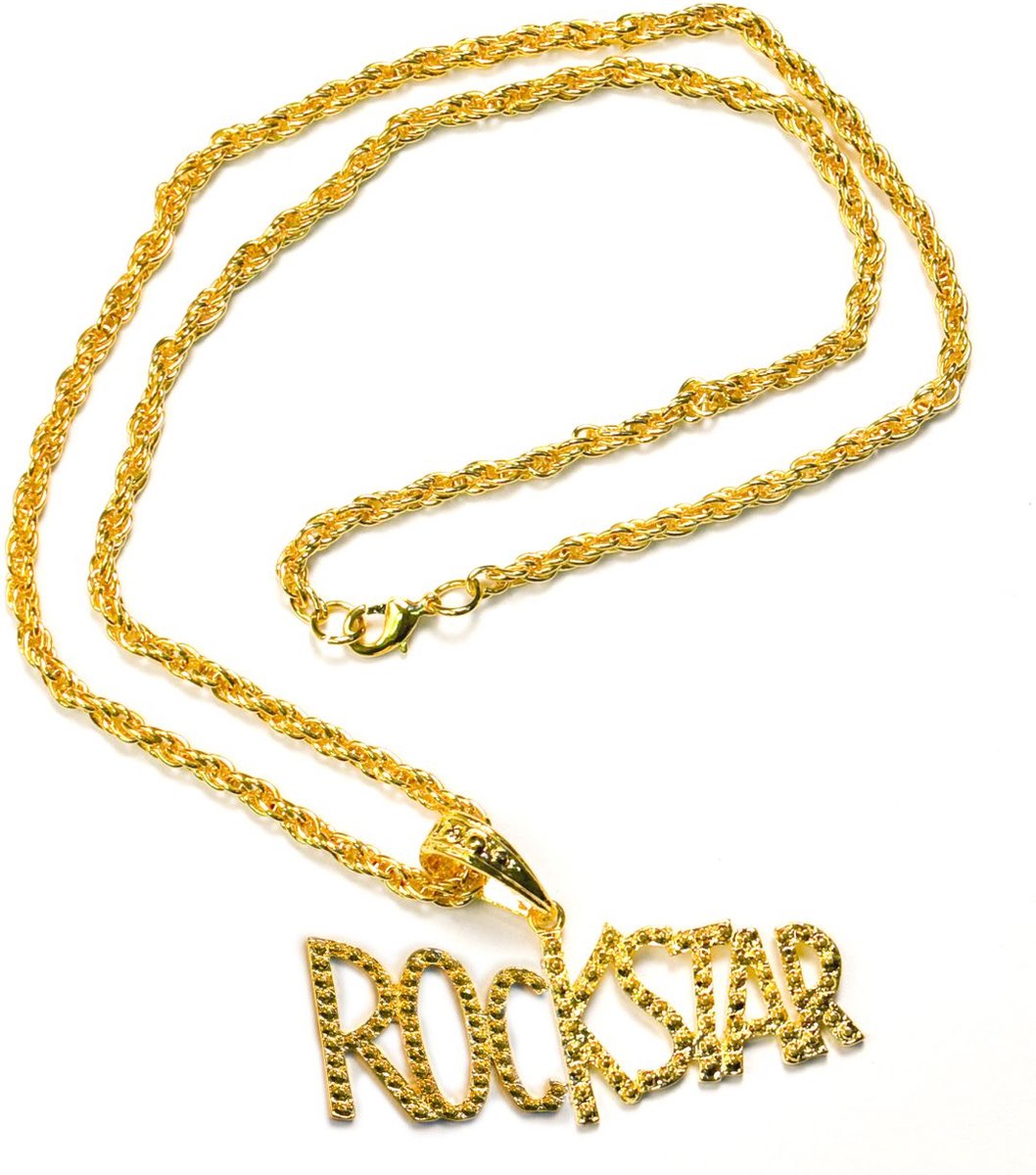 Metalen party ketting - Rockstar - rockster - Goudkleurig