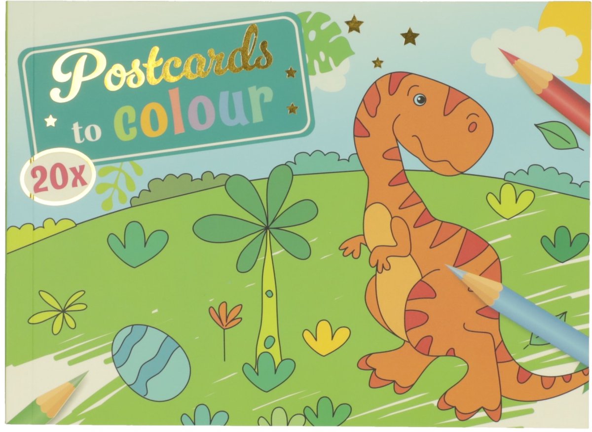 Postkaarten Kleuren Dinosaurus