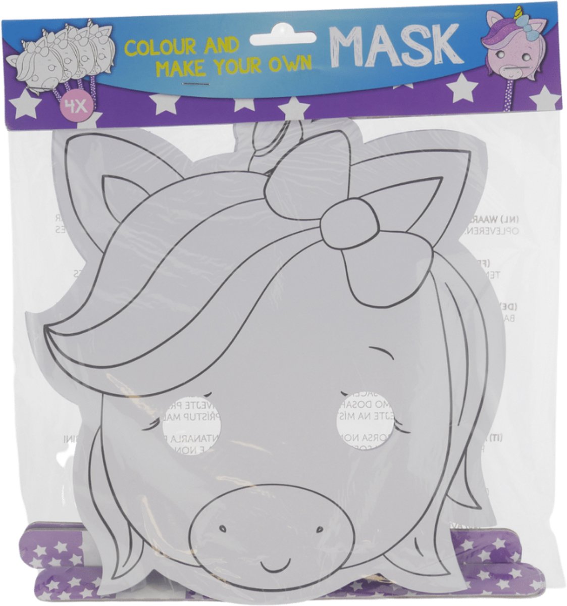 Wins Holland Wins Kartonnen Maskers Unicorns 4 stuks.