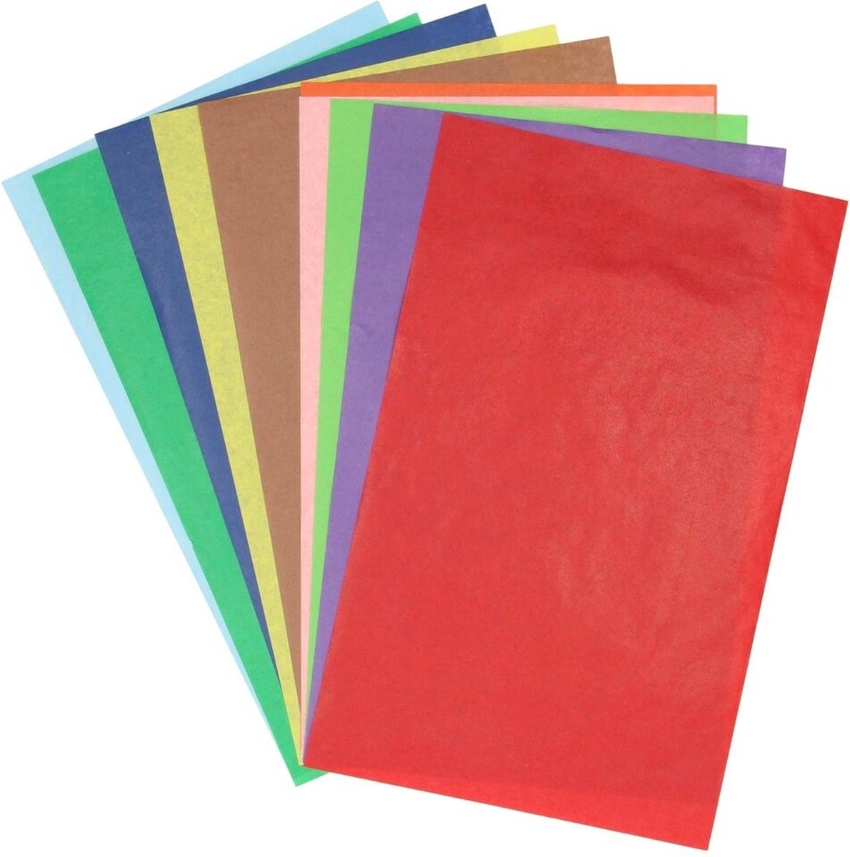 Gekleurd transparant vloeipapier / doorzichtig papier, set van 10 verschillende kleuren ( knutselpapier voor kinderen, vliegerpapier, lantaarntje / lampion Halloween, Sint Maarten, surprise Sint en Kerst, kijkdoos)