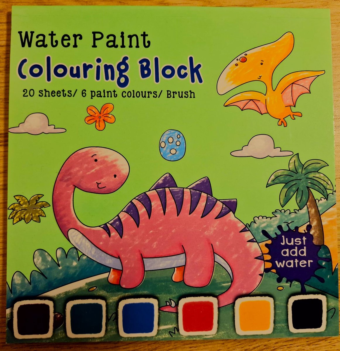 Waterverf kleurboek met dinos / dinosaurus T-Rex (dieren), compleet met kwast en verf (creatief kleuren / schilderen / verven voor kleine kinderen / kinderfeestje!)
