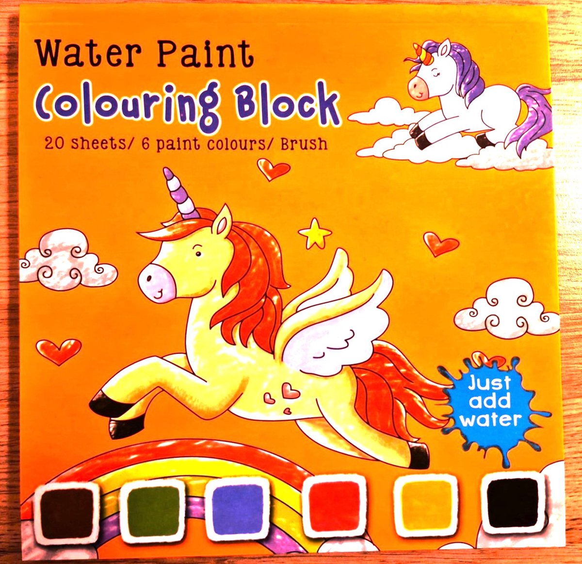 Waterverf kleurboek met unicorn / eenhoorn / paard (dieren), compleet met kwast en verf (creatief kleuren / schilderen / verven voor kleine kinderen / kinderfeestje!)