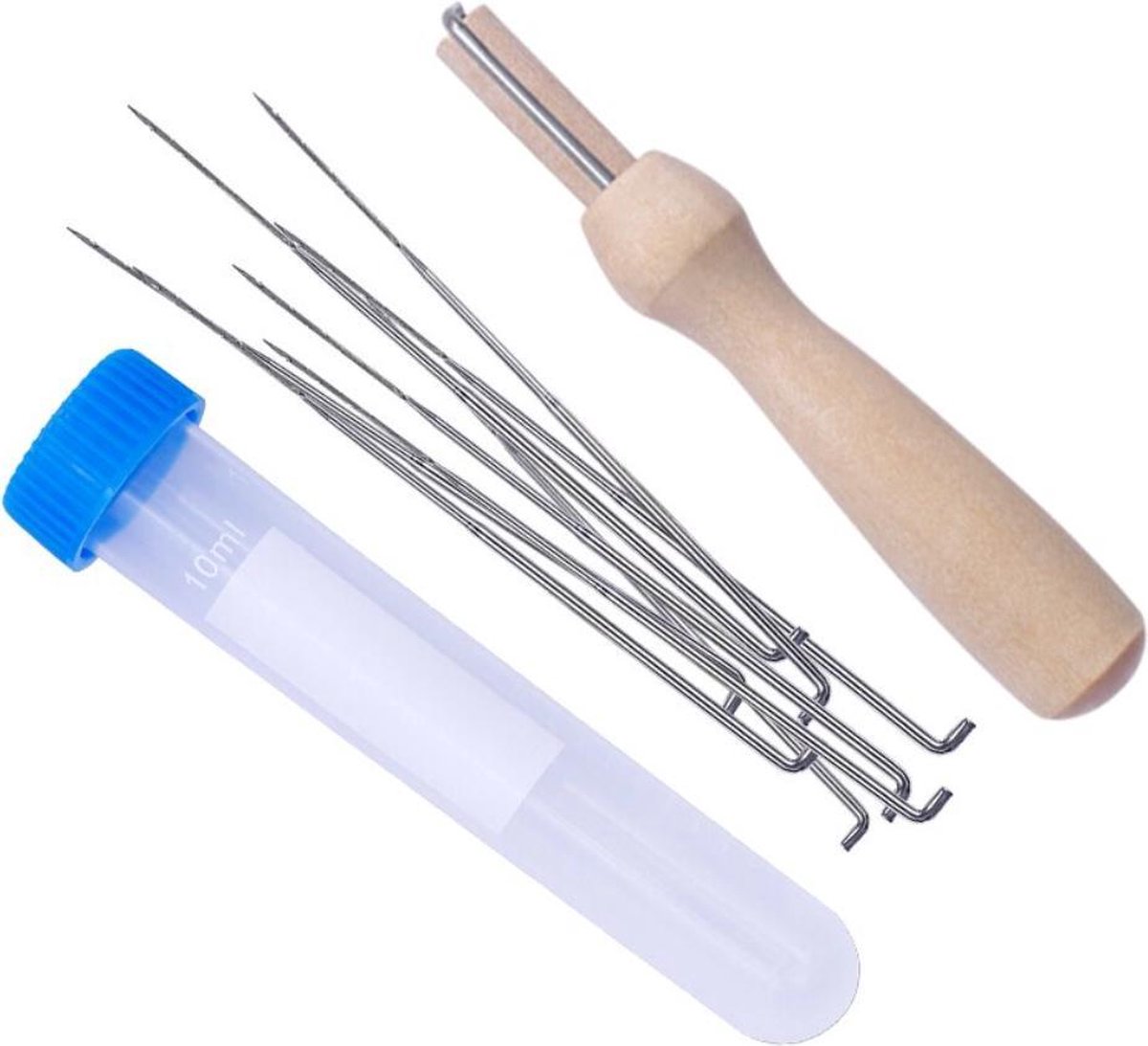  vilten set - Starterset - Vilt  en -  vilt  en - Droogvilten - Hobby  enset  vilten - Met Houten Handvat en Bewaarpot - 18 stuks, 3 Maten