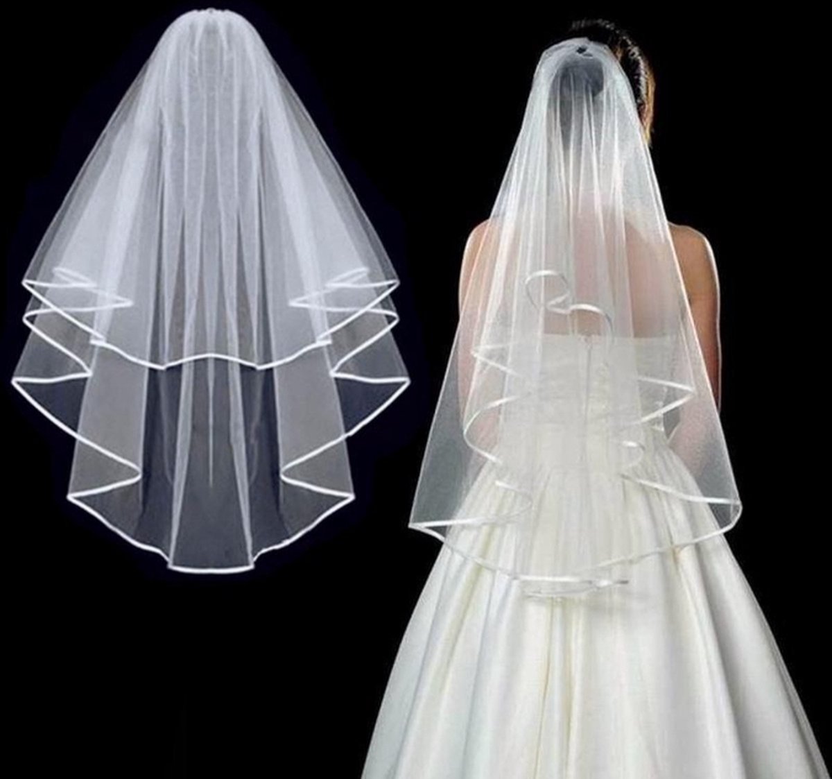 Premium Sluier - Sjerp - Bruiloft - Vrijgezellenfeest Vrouw - Bride To Be - Dames - Vrouwen - Bruid - Haar - Wit