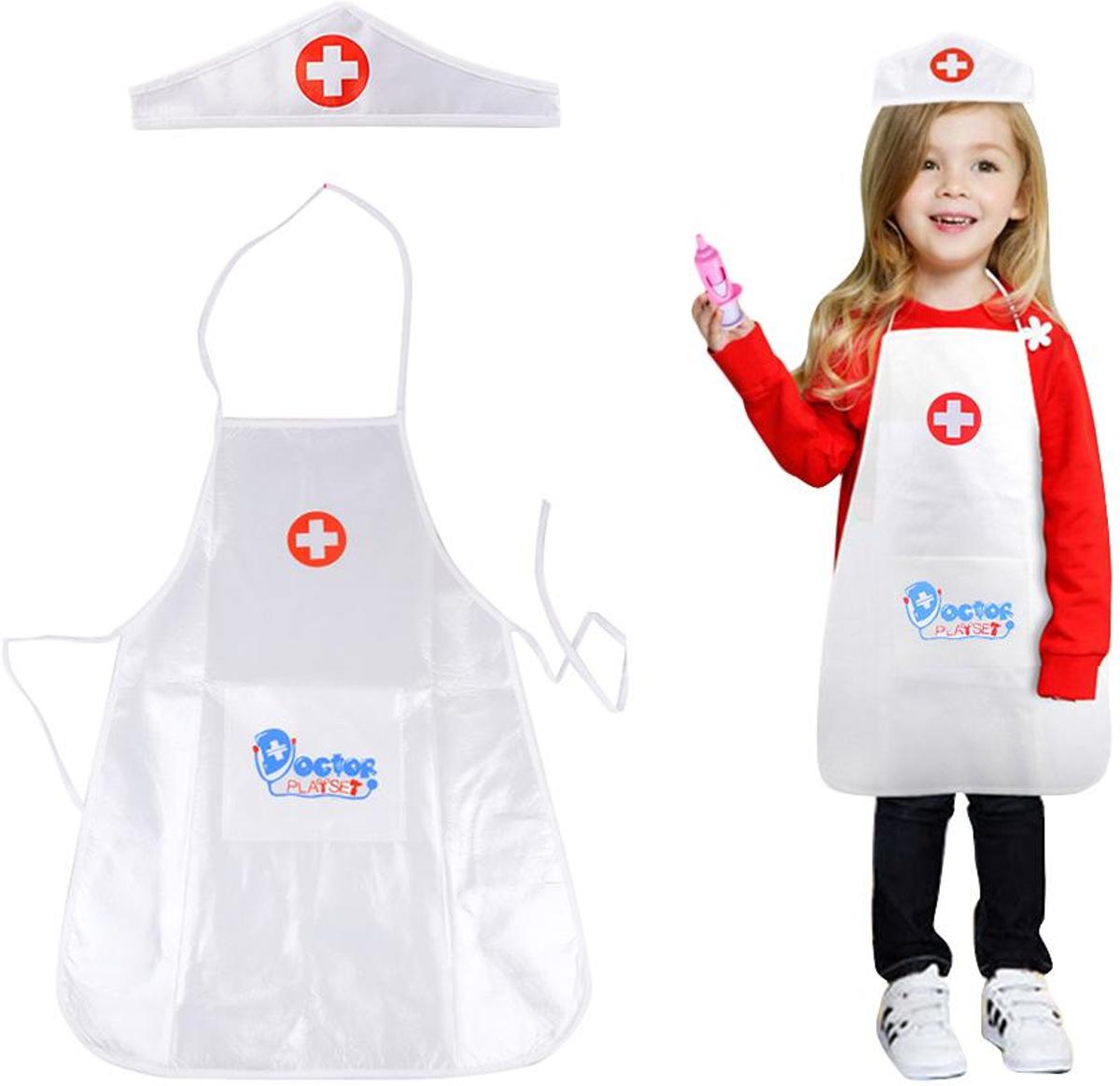 WiseGoods - Premium Verpleeg Kostuum Kinderen - Schort en Hoofddeksel / Haarband