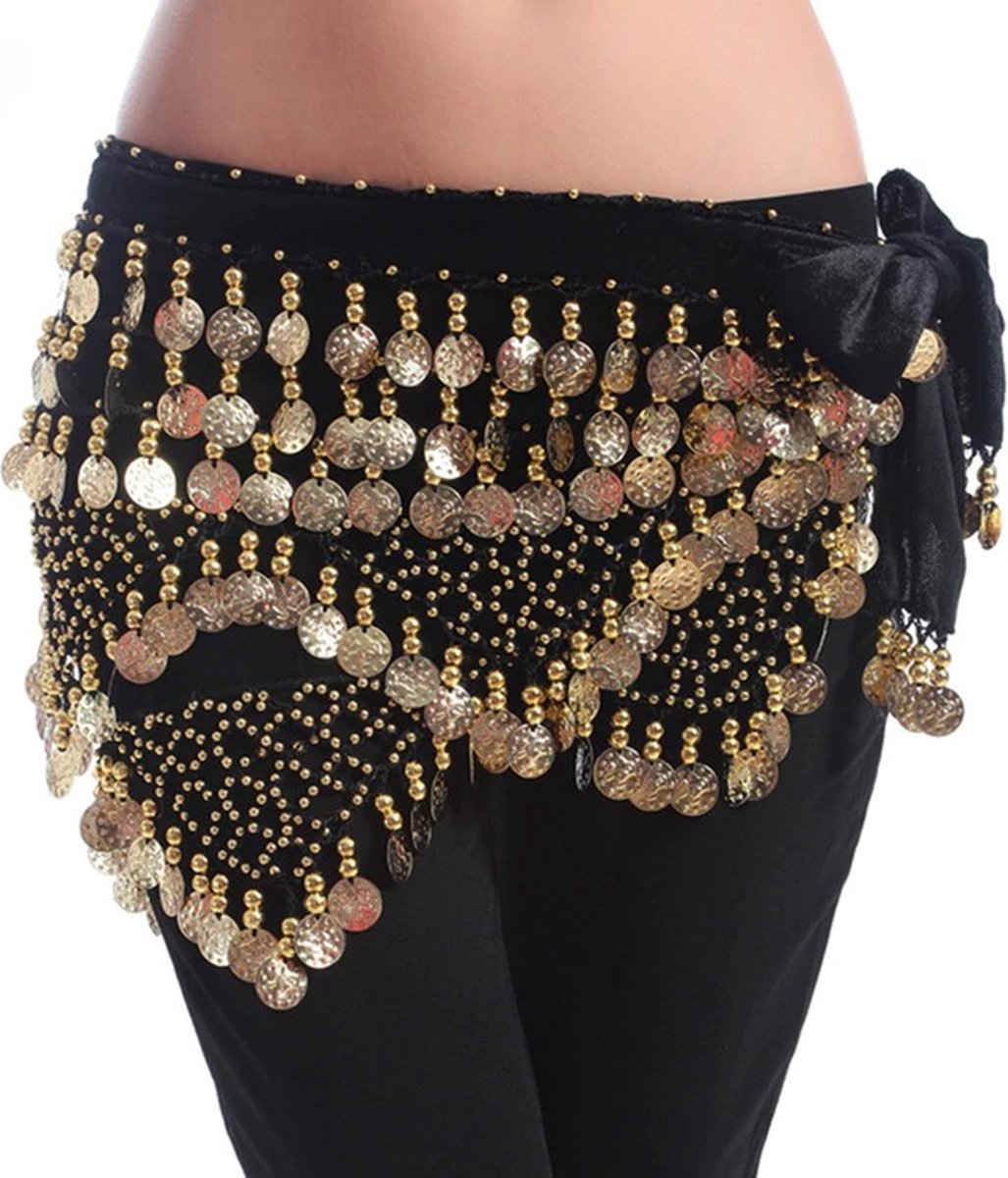 WiseGoods Luxe Buikdans Heupsjaal - Sjaal / Riem - Verkleedkleren Dames - Verkleedkleding - Carnaval - Halloween - Kostuum Zwart