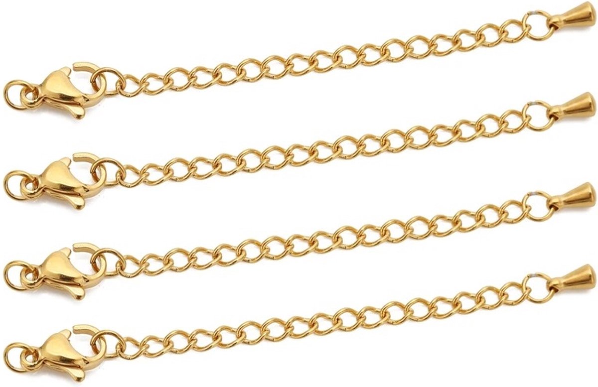 WiseGoods Luxe Set Ketting Sluitingen - Karabijnsluiting - Sieraden Maken - DIY - Hobby Accessoires - Slotjes - RVS - Goud 10st