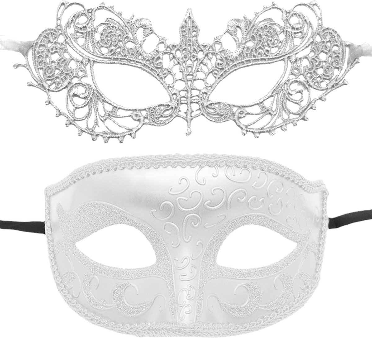 WiseGoods Luxe Venetiaans Masker Dames & Heren - Gala Masque - Sexy Maskers - Maskertjes - Carnaval - Verkleedkleding - Zwart 2st