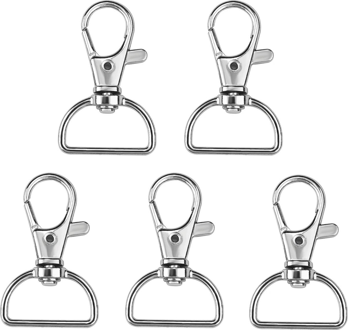 WiseGoods Premium Set Musketonhaak DIY - Karabijnhaak - Musketon Haken - Sieraden Maken - Hobby - Tassenhaak - Haak Zilver - 5stk