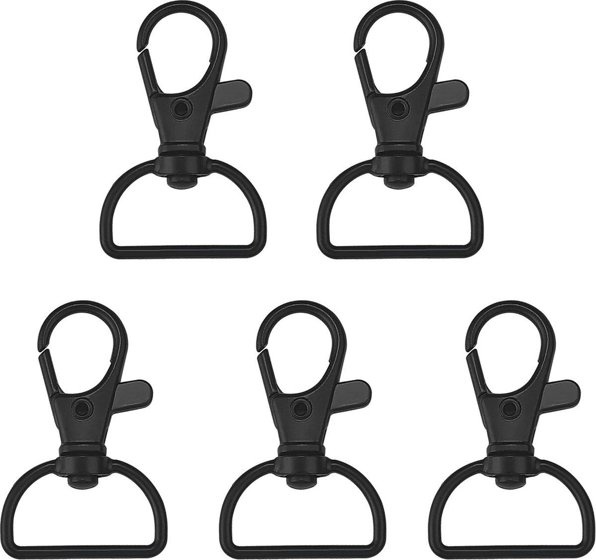 WiseGoods Premium Set Musketonhaak DIY - Karabijnhaak - Musketon Haken - Sieraden Maken - Hobby - Tassenhaak - Haak Zwart - 5stk