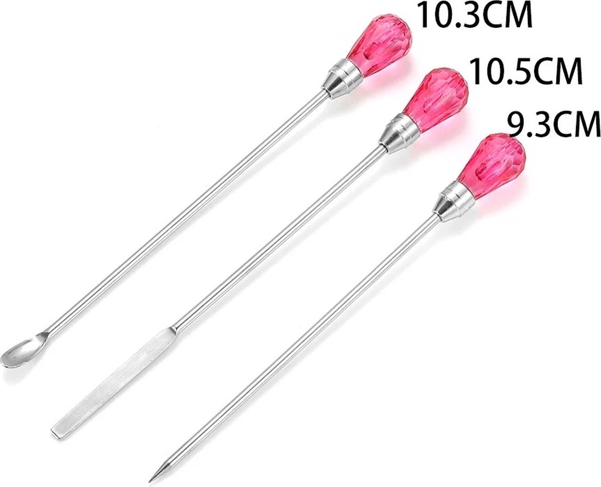 WiseGoods Premium Sieraden Maken Tools Set - DIY Tool - Hobby Accessoires - Naalden - RVS - Cadeau - Handgereedschap 3stk Roze