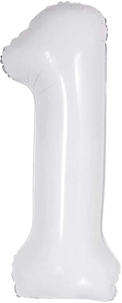 Grote folieballon cijfer 1 wit 86 cm - eerste - verjaardag - cakesmash - one - wit - 1