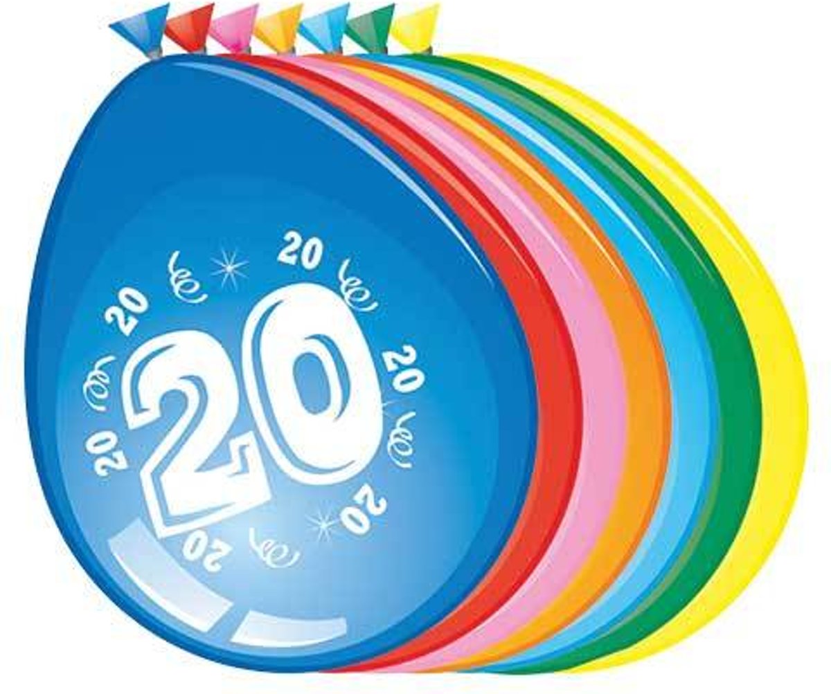 Ballonnen 20 jaar - 30cm - 8st