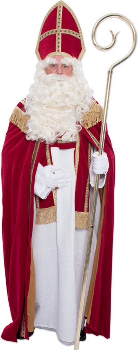 Sinterklaas kostuum luxe katoenfluweel met mijter voor volwassenen - Sint Nicolaas verkleedkleding