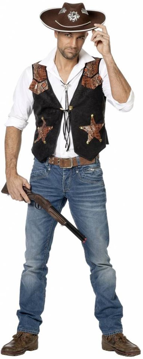 Witbaard - Kostuum - Vest - Cowboy - Met sterren - Bruin - M