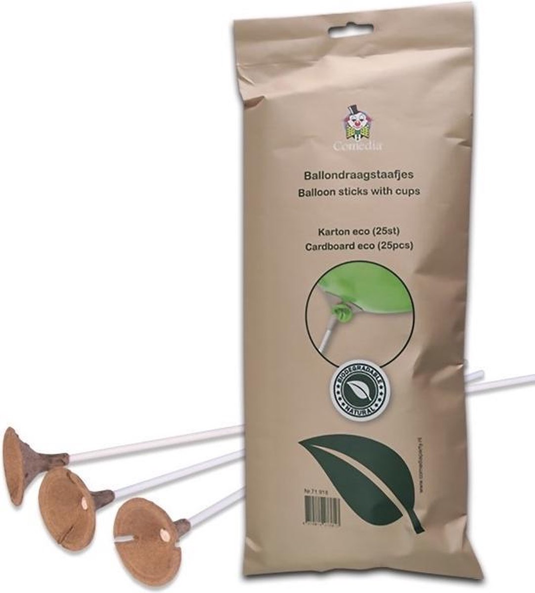 Witbaard Ballonstokken 25 Cm Karton Bruin/wit 25-delig