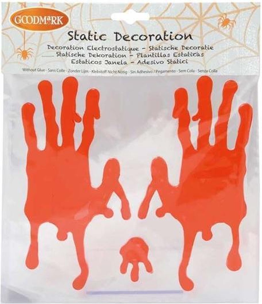 Witbaard Halloweendecoratie Bloed Handen 20 X 20 Cm Oranje