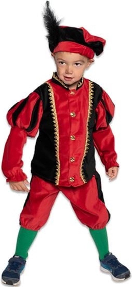 Witbaard Pietenpak Jr-luxe Polyester Rood/zwart 3-delig Mt 164