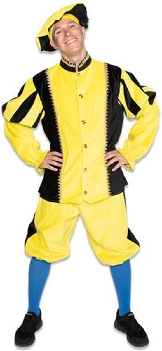 Witbaard Pietenpak Katoen Geel/zwart 3-delig Maat S