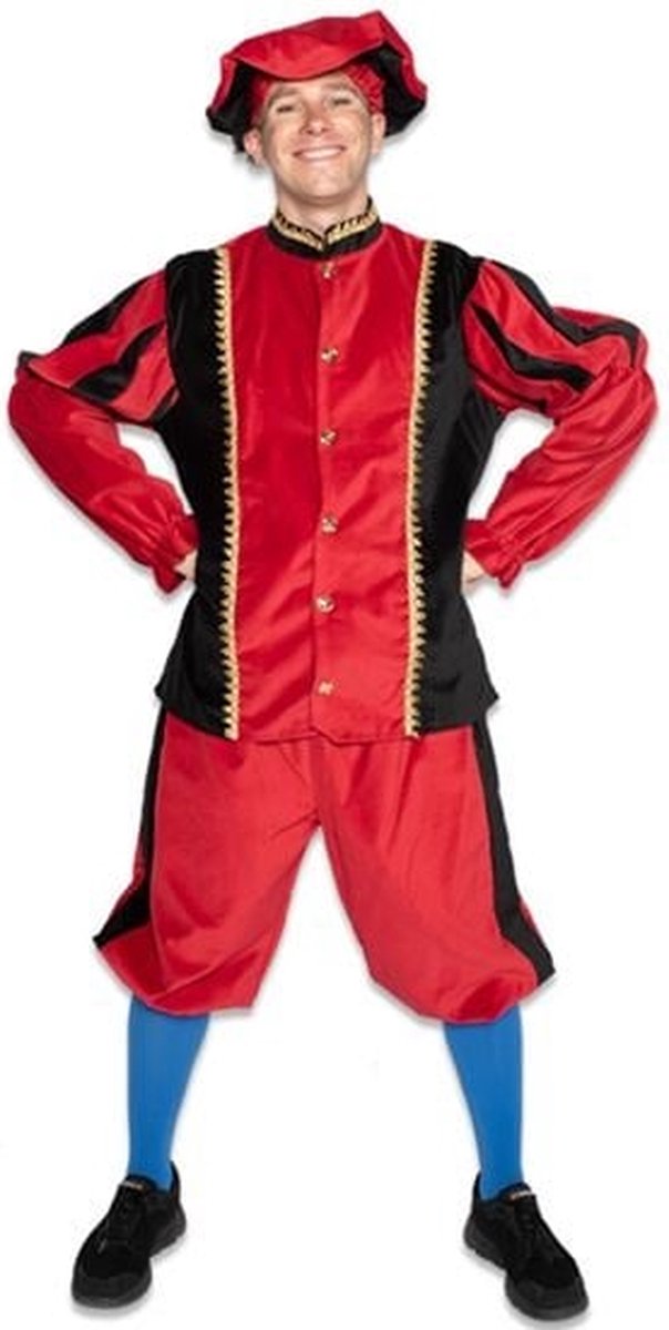 Witbaard Pietenpak Katoen Rood/zwart 3-delig Maat S