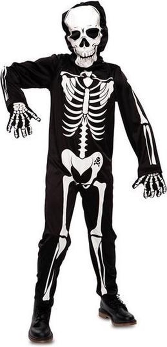 Witbaard Verkleedkostuum Skelet Junior Polyester Zwart/wit 3-4 Jaar
