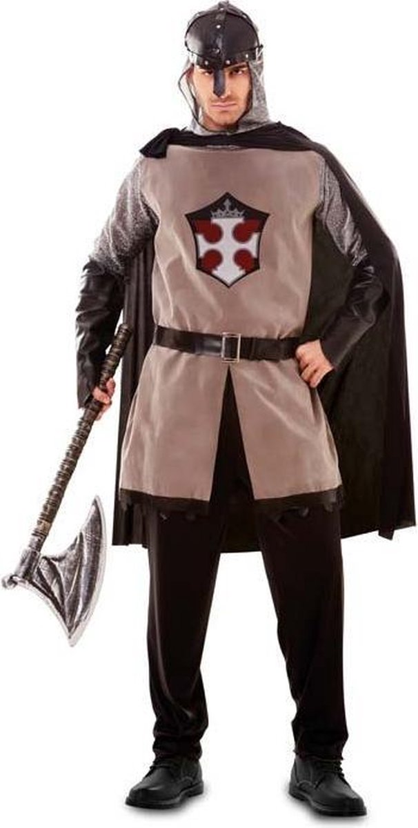 Witbaard Verkleedpak Middeleeuwse Ridder Zwart 6-delig Mt M/l