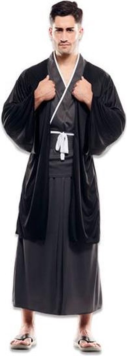 verkleedpak Kimono heren polyester grijs/zwart mt S