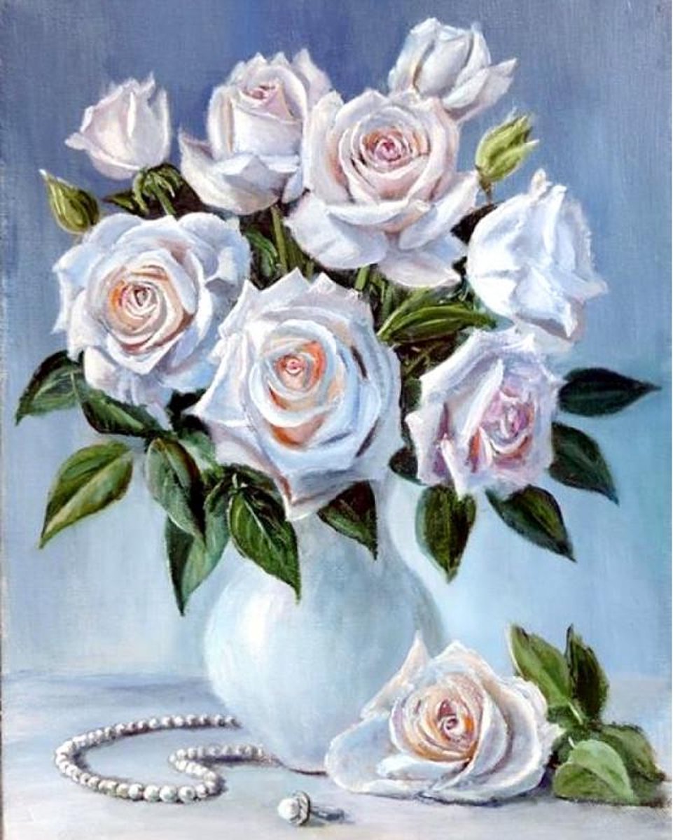 Diamond Painting Bouquet of white roses  40x50 cm   
