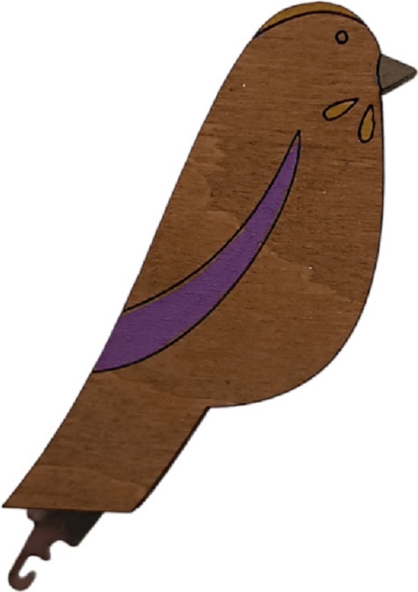 Draaddoorhaler - Hout - Vogeltje Paars