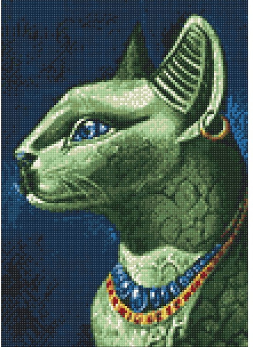 Wizardi Diamond Painting Kit Emerald Cat WD141