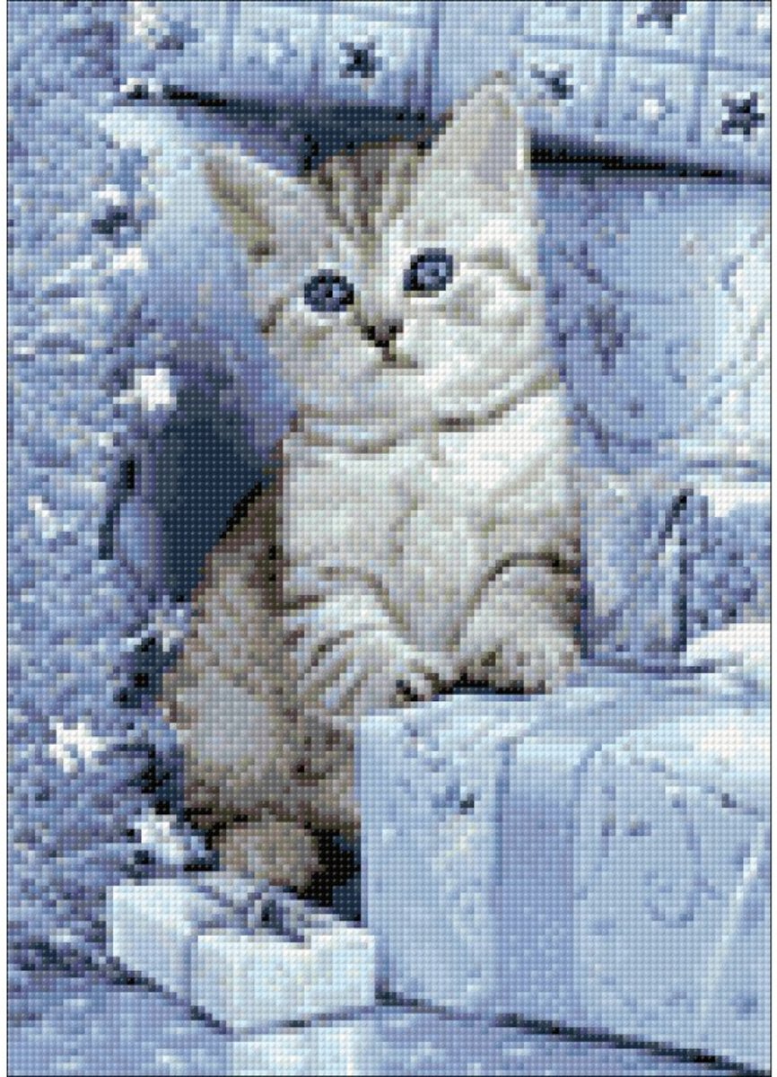   Diamond Painting Kit Kitten and Christmas Presents WD2417