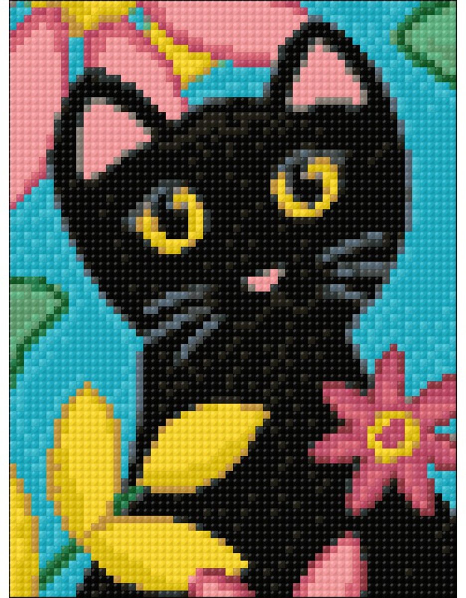   Diamond Painting Kitty and Flowers WD2359