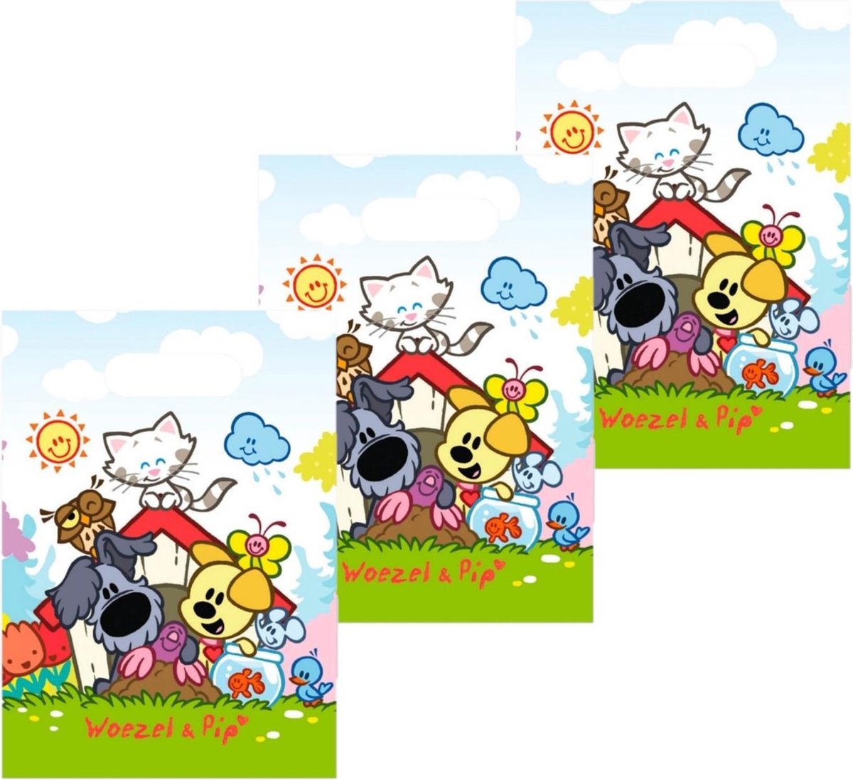 32x stuks Woezel en Pip thema feestzakjes - Uitdeelzakjes/cadeauzakjes/traktatie zakjes/snoepzakjes