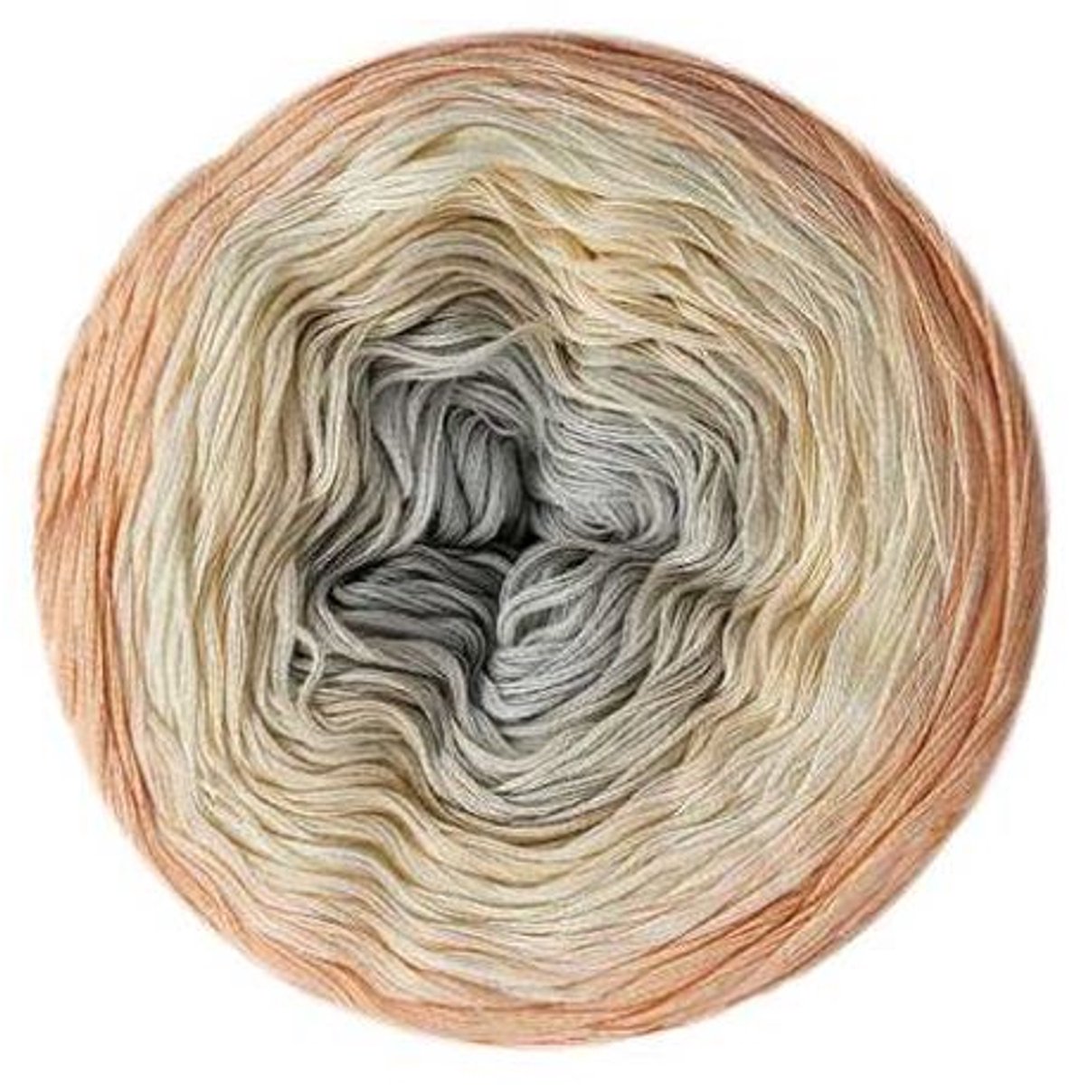 Wollbiene Aura Cotton Verloopgaren - Breien & Haken - 200 Gram - Looplengte 800 meter - Abrikoos/Roomwit/Zilvergrijs - 802