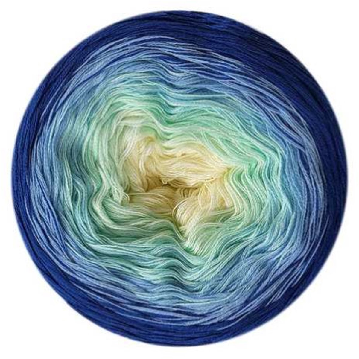 Wollbiene Aura Cotton Verloopgaren - Breien & Haken - 200 Gram - Looplengte 800 meter - Blauw/Aqua/Roomwit - 806