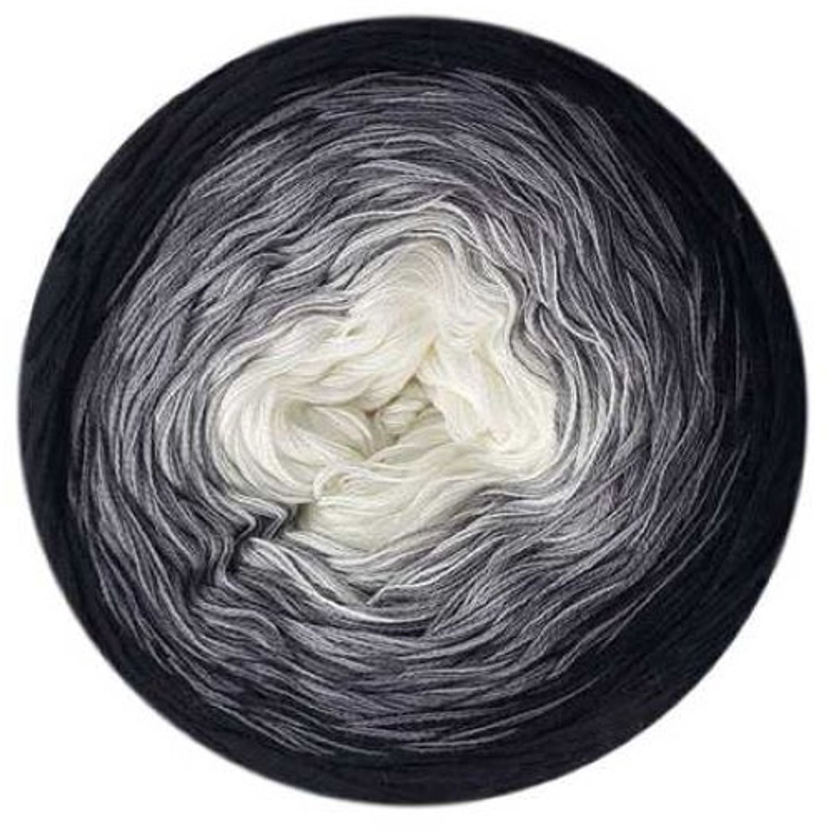 Wollbiene Aura Cotton Verloopgaren - Breien & Haken - 200 Gram - Looplengte 800 meter - Zwart/Grijs/Wit - 801