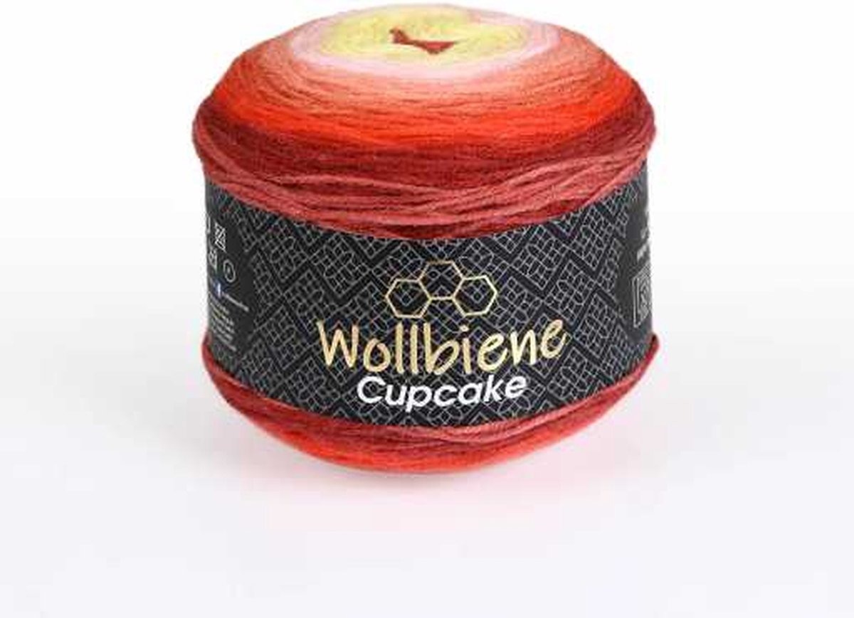 Wollbiene Cupcake - Verloopgaren - 150 gram - 540 meter - Breigaren - Haakgaren - 1910