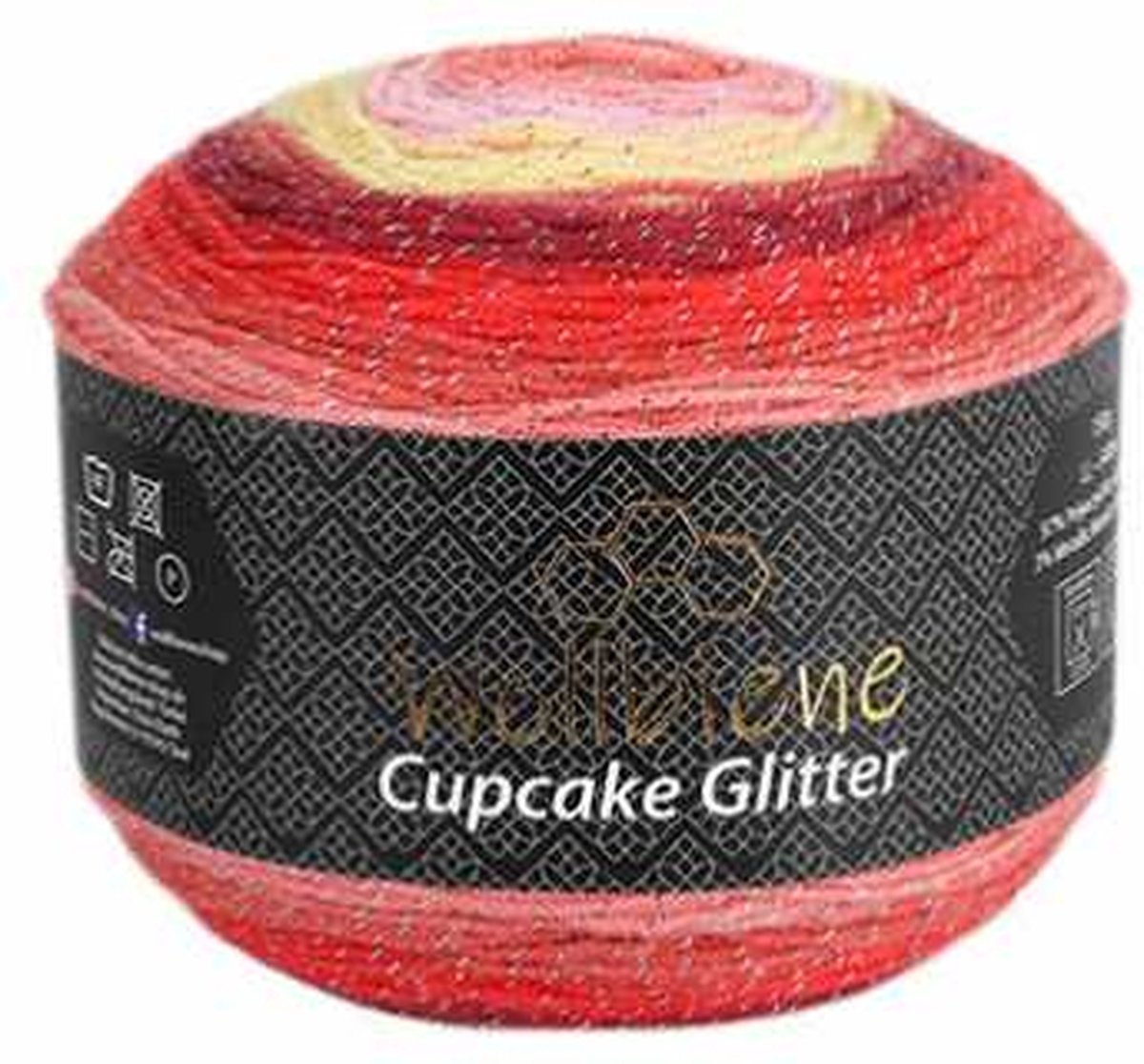 Wollbiene Cupcake Glitter - Verloopgaren - 150 gram - 540 meter - Breigaren - Haakgaren - Glitter - 1910